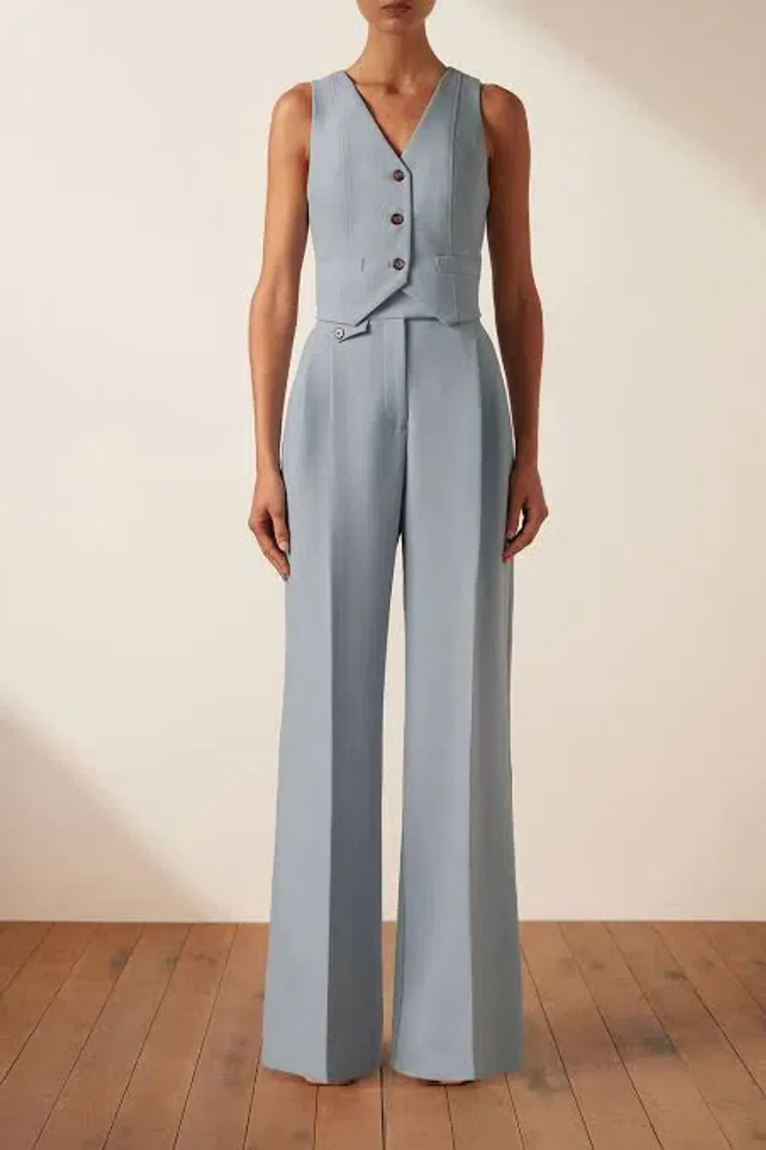 Shona Joy Irena Vest and Pants Set Chalk Blue Size 6  for rent on The Volte - main image