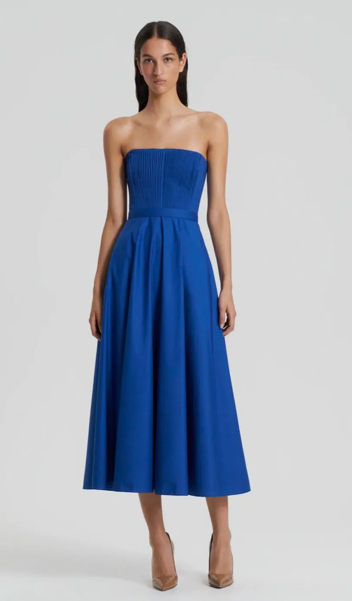 Scanlan Theodore Parachute Bustier Dress Midi Blue Size 10 for rent on The Volte - main image