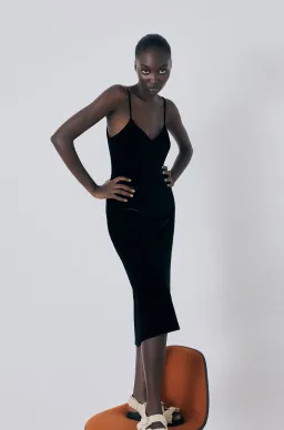 Silk Laundry Black Velvet 90's Slip Dress Black Size 12 for rent on The Volte - image 1