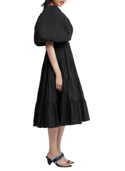 Aje Cherished Casa Puff Sleeve Midi Dress Black Tiered Size AU 8 for rent on The Volte - image 4