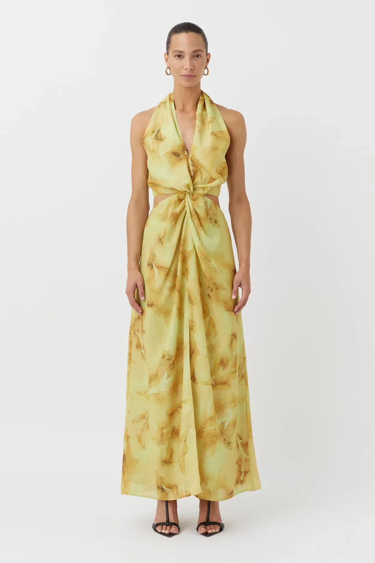 Camilla and Marc Koa Cocoon Maxi Dress Yellow Print Size 10 for rent on The Volte - main image
