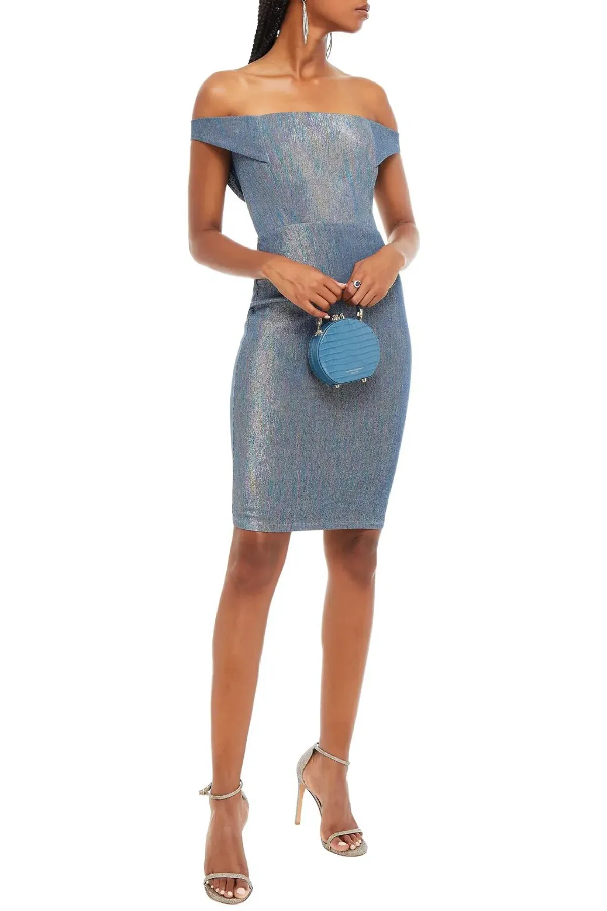 Michelle Mason Metallic Denim Dress Blue Size AU 4 for rent on The Volte - main image