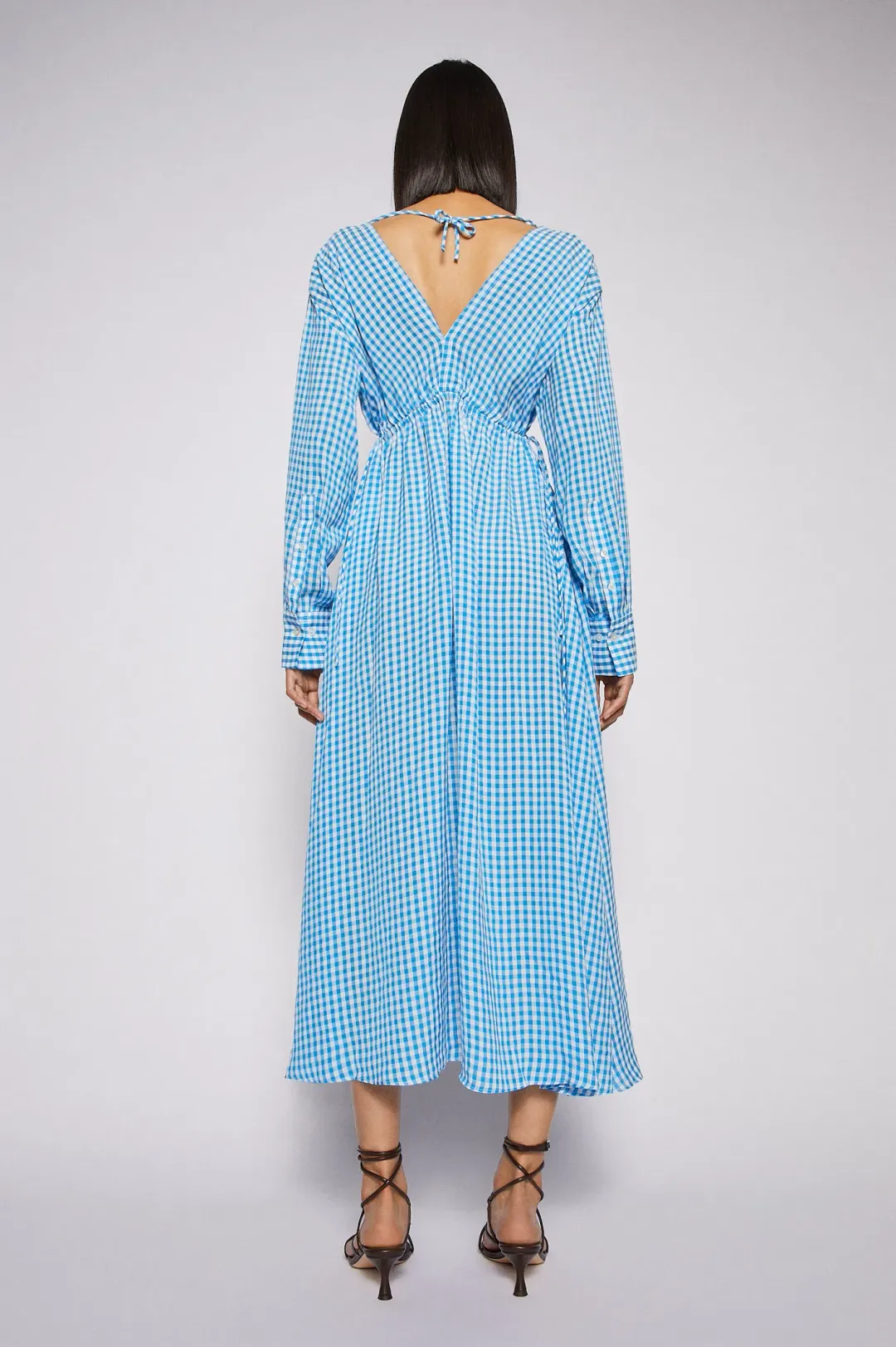Scanlan Theodore Gingham V Neck Dress Aqua Blue Size AU 6  for rent on The Volte - main image