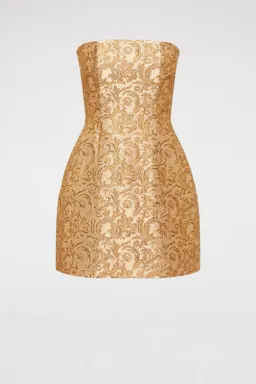 Scanlan Theodore Brocade Dress Gold Size 8 for rent on The Volte - image 2