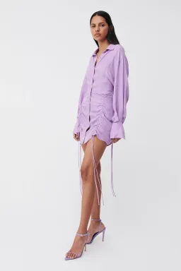 Suboo Lavender Andy Ruched Mini Shirt Dress Purple Size S / 8 for rent on The Volte - image 2