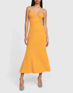 By Johnny Callia Wire Midi Dress Apricot Orange Size 12 for rent on The Volte - image 1