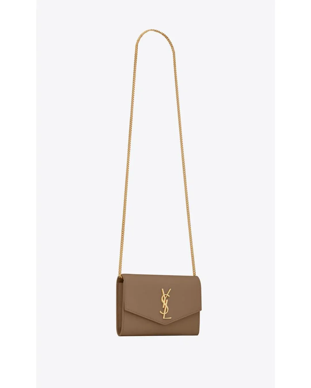 Saint Laurent Uptown Chain Wallet in Taupe for rent on The Volte - main image