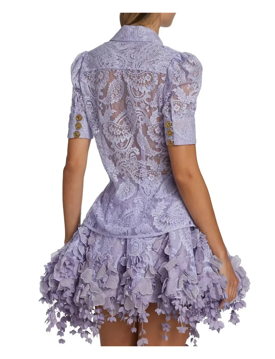 Zimmermann High Tide Lace Shirt and Flip Mini Skirt Set in Periwinkle Size 1 / Au 10 for rent on The Volte - main image
