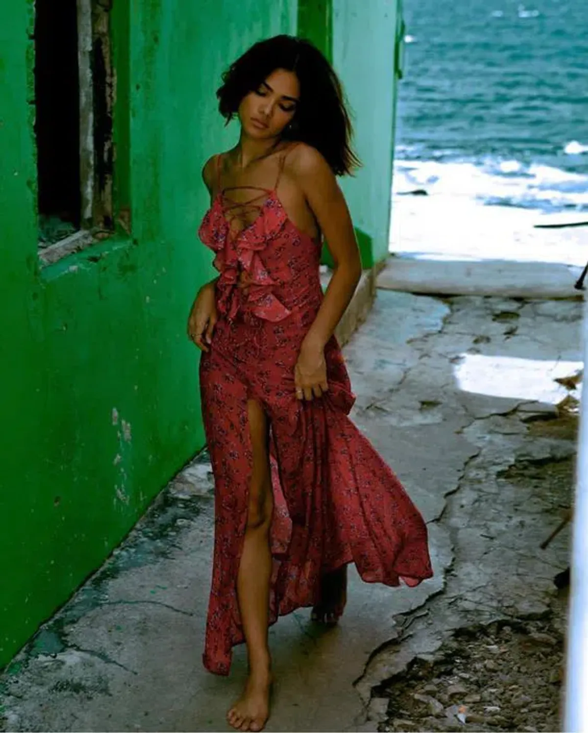 Rat & Boa Palermo Floral Maxi Dress Red Size L / Au 10-12  for rent on The Volte - main image