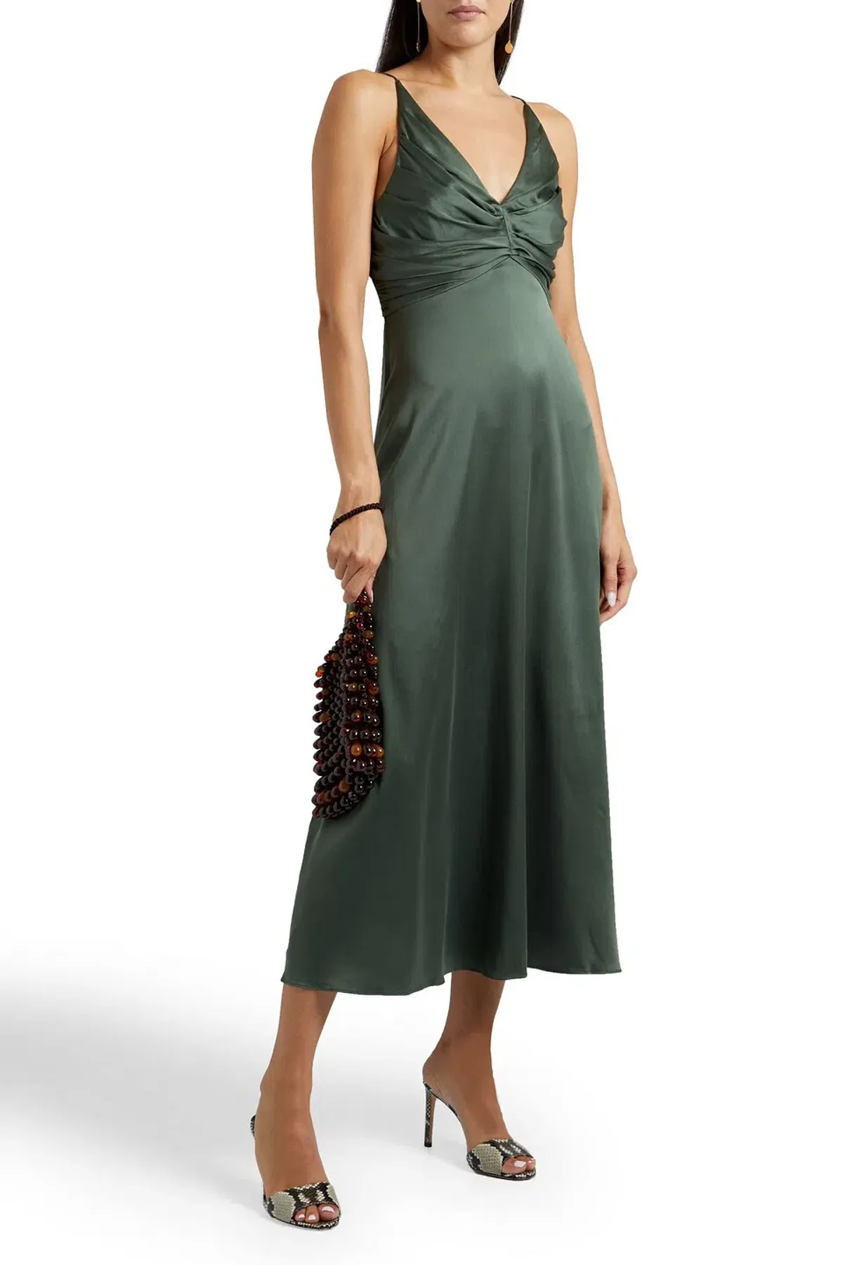 Zimmermann Silk Ruched Picnic Dress in Bottle Green Size 1 / Au 10 for rent on The Volte - main image