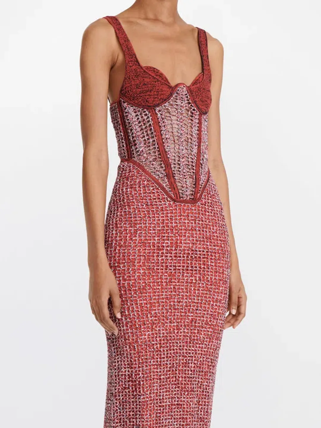 Dion Lee Marled Double Cup Corset Dress in Red Size S / Au 8 for rent on The Volte - main image