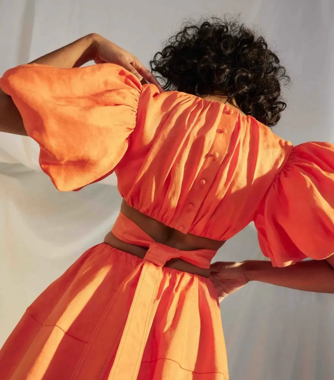 Aje Cosette Tie Back Midi Dress Orange Size 12  for rent on The Volte - main image