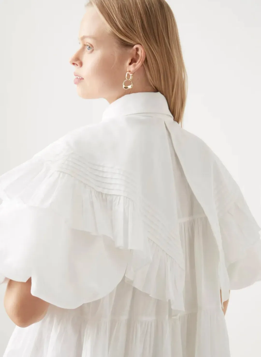 AJE Pablo Bib Smock Mini Dress Ivory Size 10 for rent on The Volte - main image