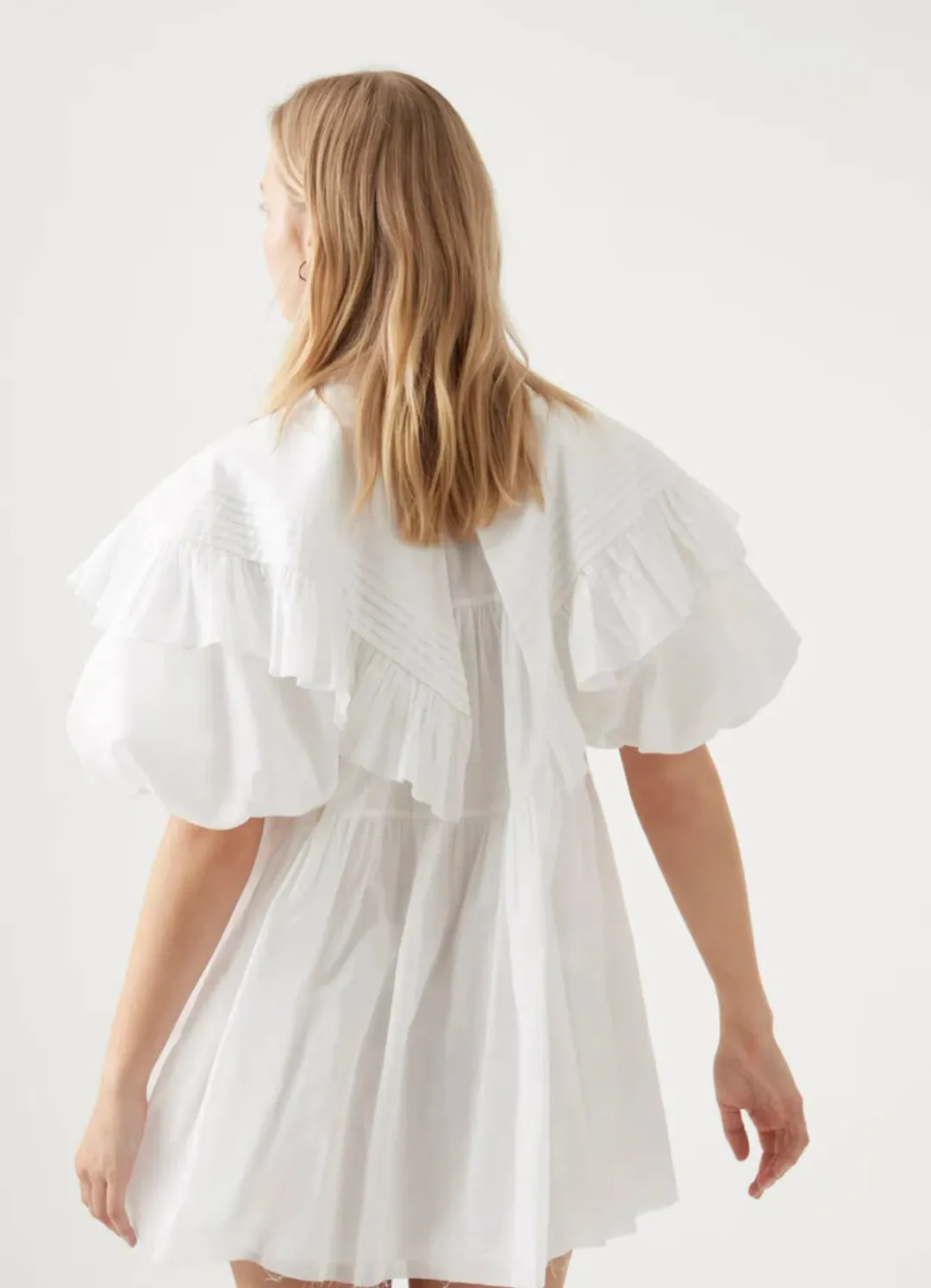 AJE Pablo Bib Smock Mini Dress Ivory Size 10 for rent on The Volte - main image