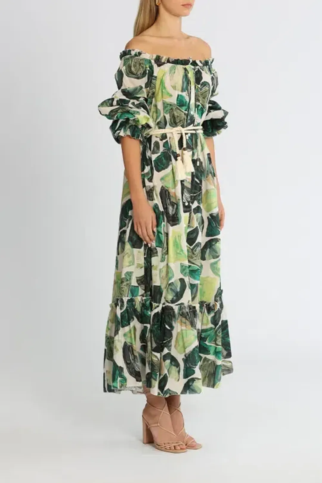 Alemais Siena Off Shoulder Abstract Poplin Dress Print Size 12 for rent on The Volte - main image