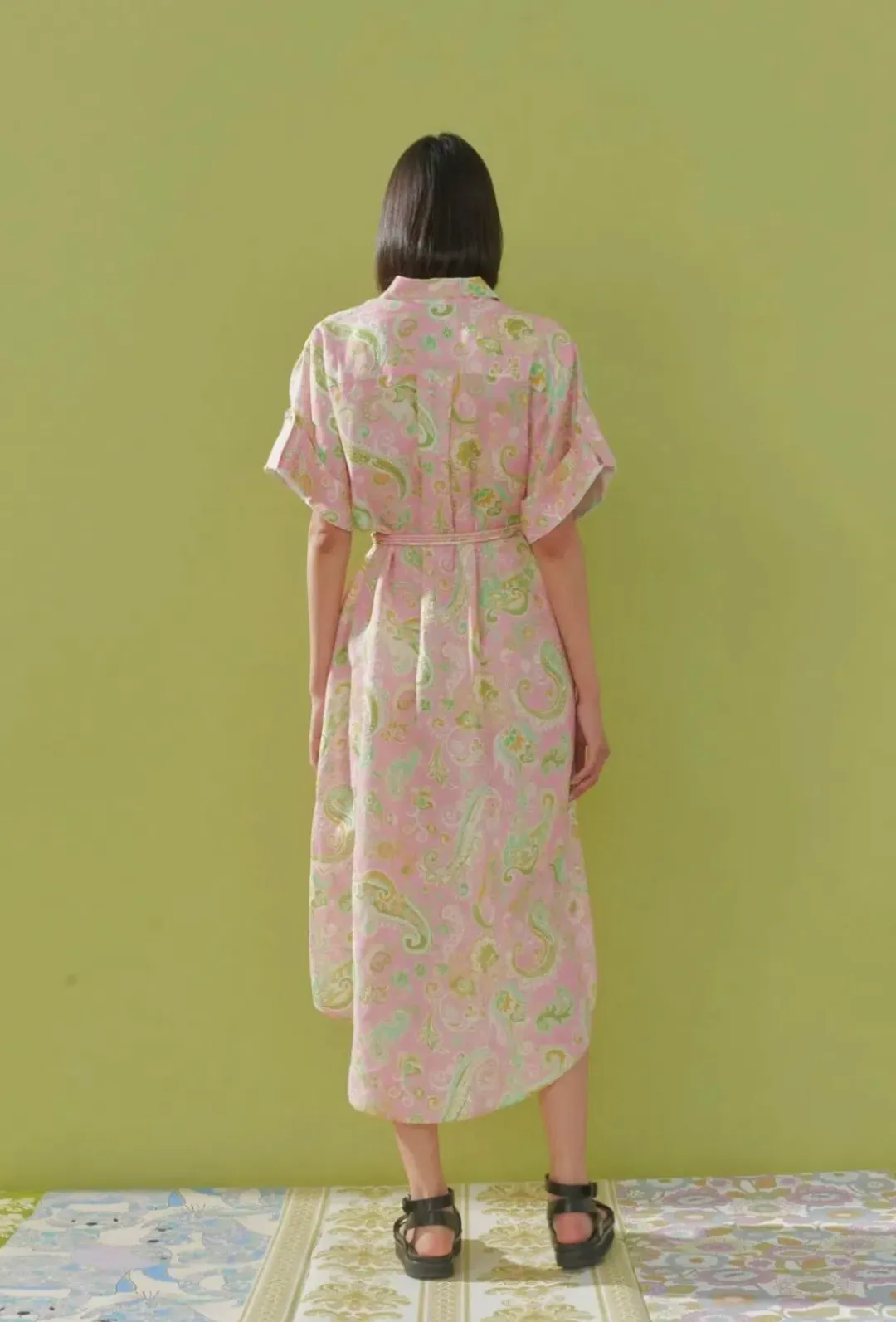Alemais Marta Paisley Print Shirt Dress Pink Size AU 12 for rent on The Volte - main image