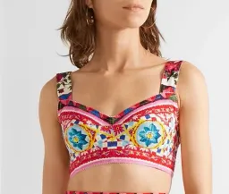 Dolce & Gabbana Mambo/Caretto Print Bra Top and A-Line Skirt Multi-colored Size 38 / AU 8 for rent on The Volte - image 2