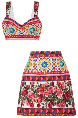 Dolce & Gabbana Mambo/Caretto Print Bra Top and A-Line Skirt Multi-colored Size 38 / AU 8 for rent on The Volte - image 4