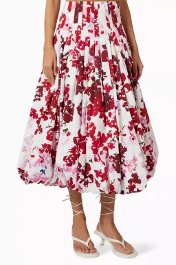 Aje Margot Bubble Sleeve Top & Cherie Bubble Midi Skirt Set Roses of Provence Floral Print Size AU 16   for rent on The Volte - image 4