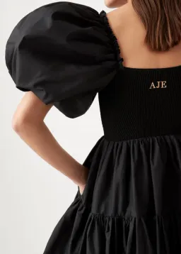 Aje Casa Puff Sleeve Mini Dress Black Size 10 for rent on The Volte - image 4