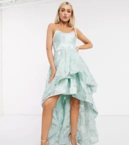 Bariano Organza Layered Gown Mint/Silver Size 6 for rent on The Volte - image 1