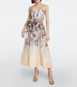 Zimmermann Tama Corset Midi Dress Purple Pansy Print  Multi Size 0 / AU 8 for rent on The Volte - image 1