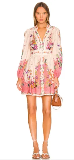 Zimmerman Tropicana Plunge Mini Dress Pink Size 0 / AU 8 for rent on The Volte - image 1