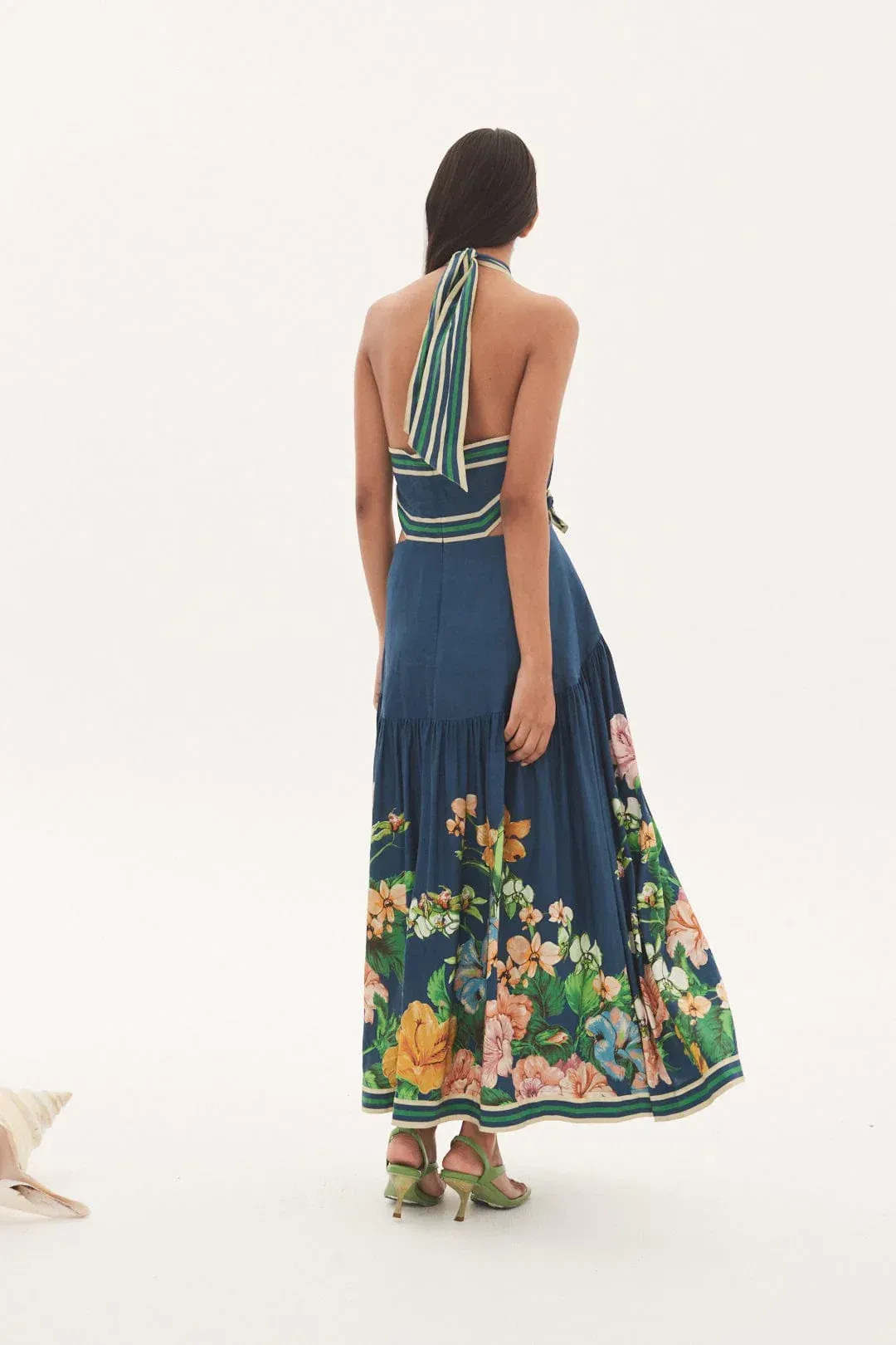 Alemais Lyla Halter Midi Dress Navy Size AU 8 for rent on The Volte - main image