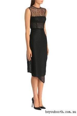 Alex Perry Maven Tulle Lace Pencil Dress Black Size 8 for rent on The Volte - image 1