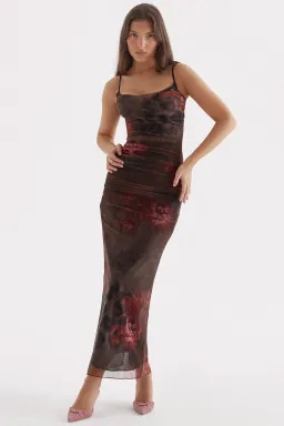 House of CB Nalini Printed Floral and Leopard Print Midi Dress Print Size S/Au 8 for rent on The Volte - image 4