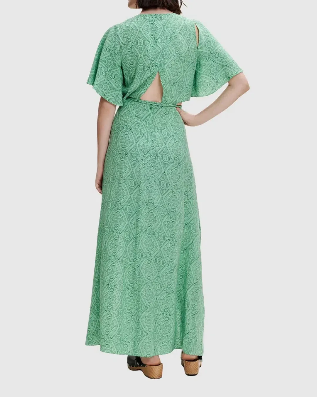 Maje Rimaro Wrap Maxi Dress Green Size 34/Au 6 for rent on The Volte - main image