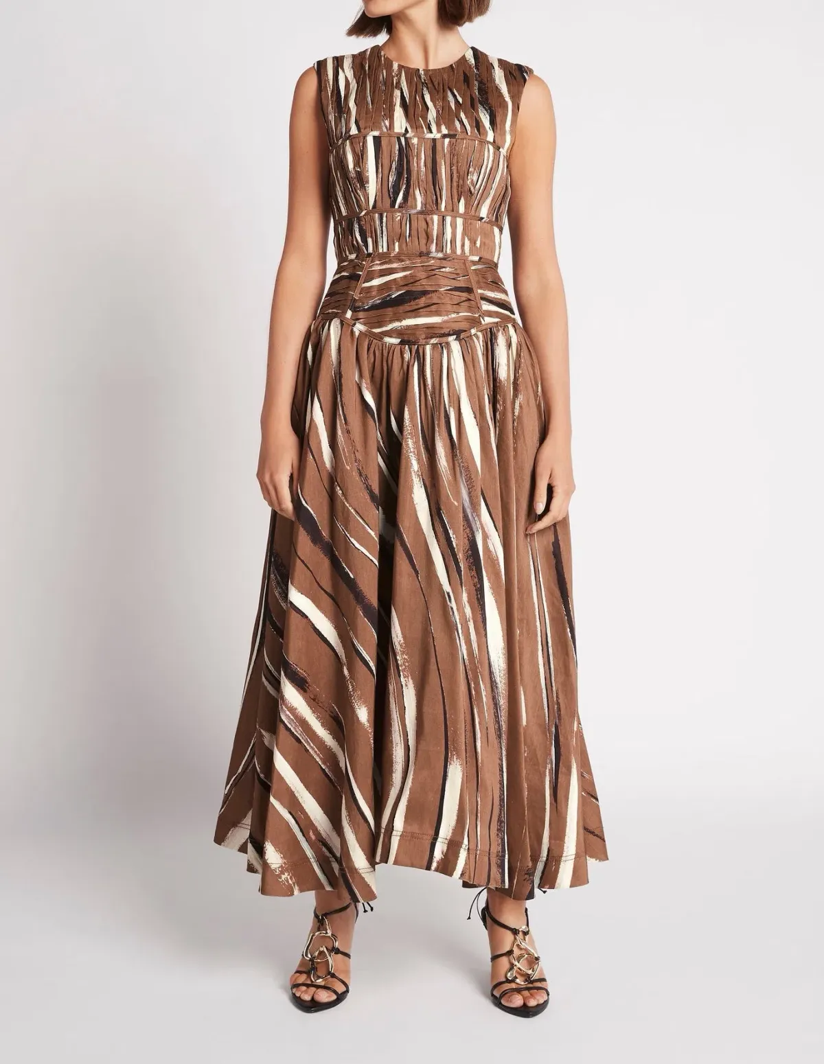 Aje Gabrielle Midi Dress Brown Size 6 / XS for rent on The Volte - main image