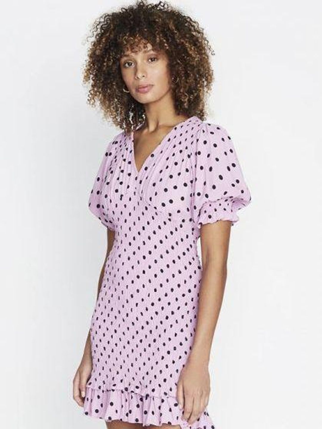 Faithful the Brand Margherita mini dress sylve dot lilac size 8 for rent on The Volte - main image