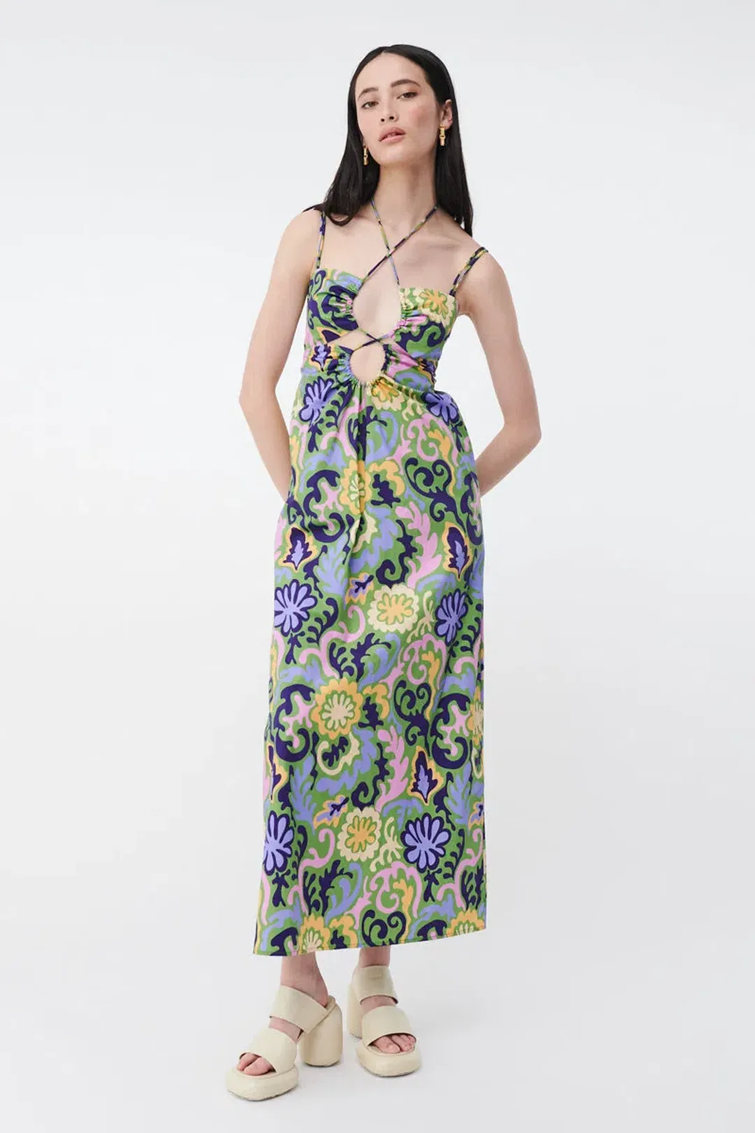 Suboo Print Henri Strappy Cutout Maxi Dress Multi-colored Size S / AU 8 for rent on The Volte - main image
