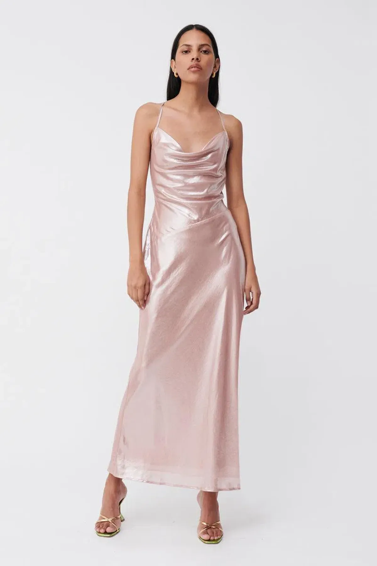 Suboo Draped Cowl Maxi Slip Dress Pink Rosa Size S / AU 8  for rent on The Volte - main image