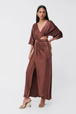 Suboo Tate Twist Wrap Front Maxi Dress Chocolate Size XS / AU 6 for rent on The Volte - image 2