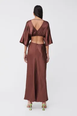 Suboo Tate Twist Wrap Front Maxi Dress Chocolate Size XS / AU 6 for rent on The Volte - image 3