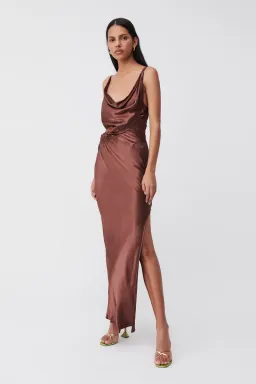 Suboo Tate Twist Front Cowl Maxi Dress Chocolate Size XS / AU 6 for rent on The Volte - image 2