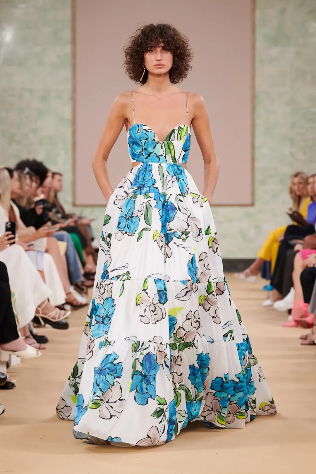 Aje Botanical Tiered Maxi Dress Cool Camelia Blue White Floral Size AU 10 for rent on The Volte - main image