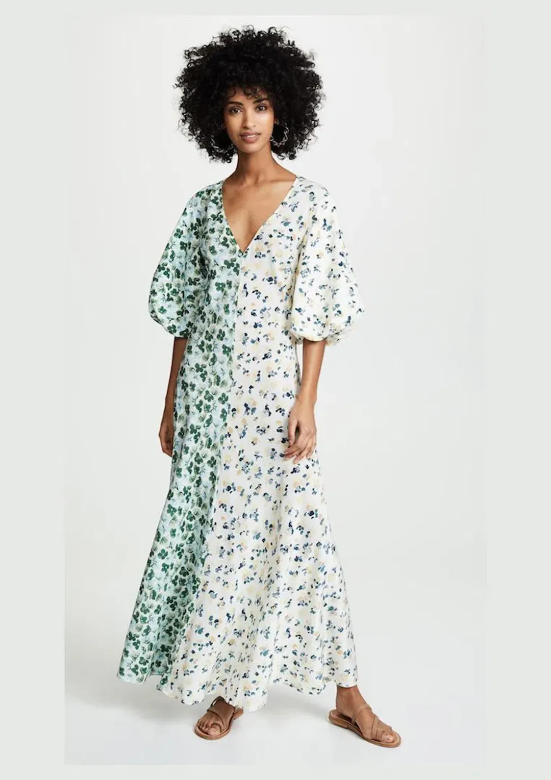 Lee Mathews Eloise Silk Contrast Maxi Dress Clover Multi  Size AU 8 for rent on The Volte - main image
