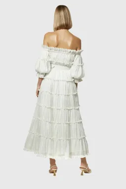 Leo Lin Luminous Silk Linen Dress in White Size AU 12  for rent on The Volte - image 2