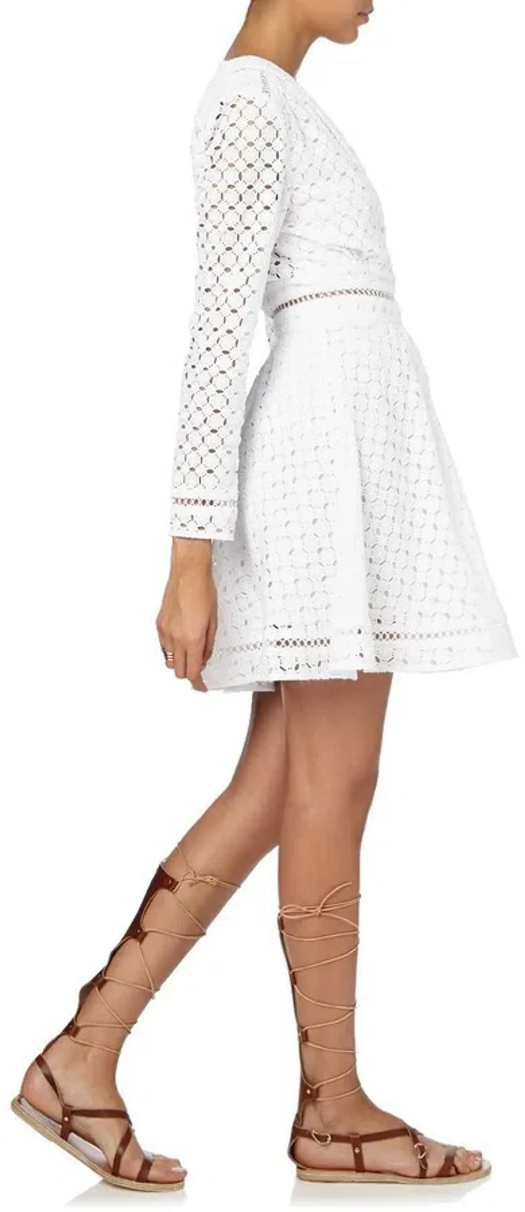 Zimmermann Ryker Lace Broderie Mini Dress White Size 0 / AU 8 for rent on The Volte - main image