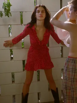 Realisation Par Alexandra Red Star Wrap Dress Red Print Size 6  for rent on The Volte - image 2