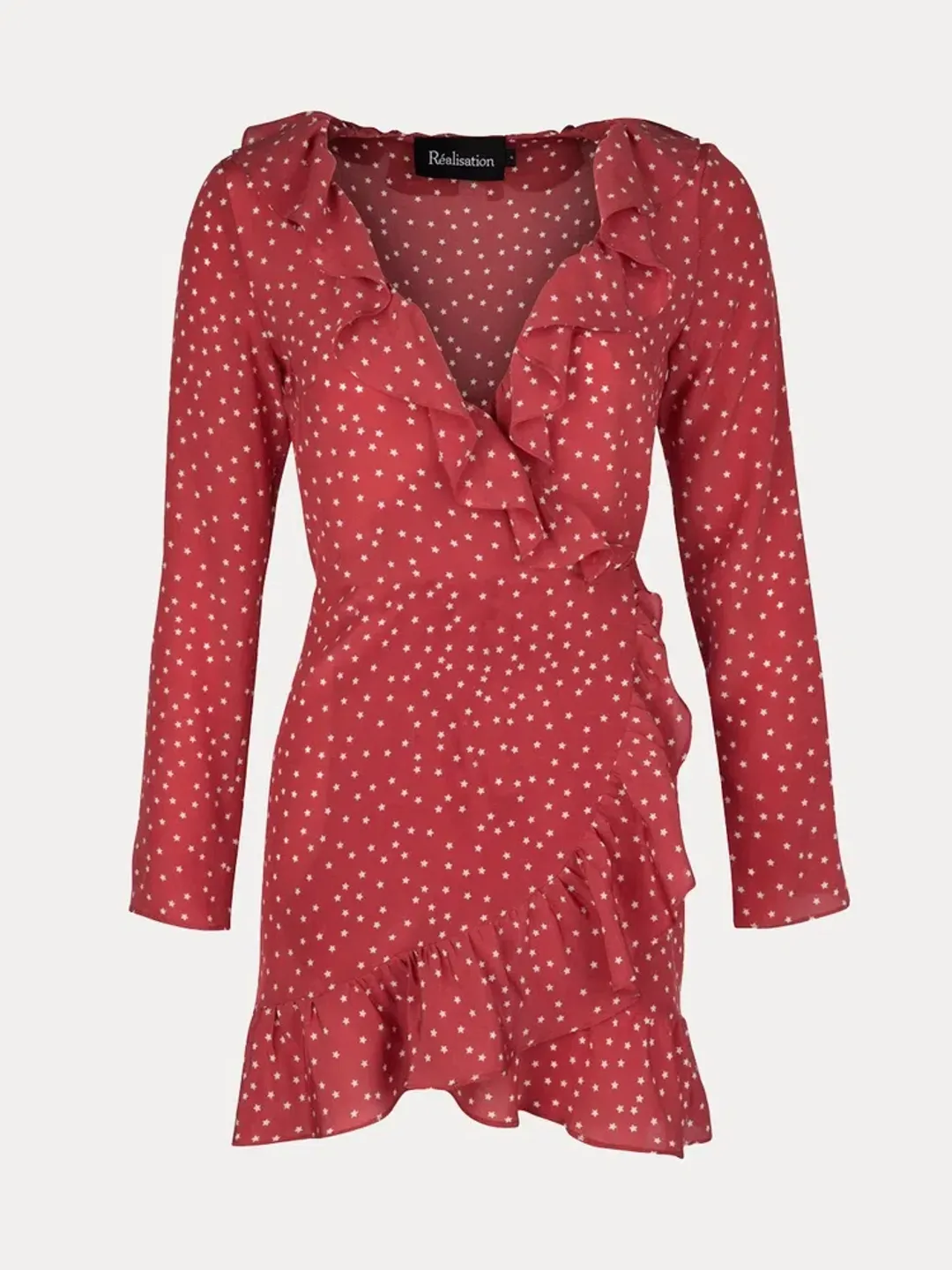 Realisation Par Alexandra Red Star Wrap Dress Red Print Size 6  for rent on The Volte - main image