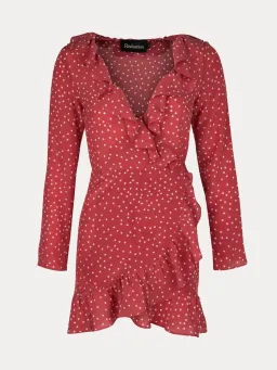 Realisation Par Alexandra Red Star Wrap Dress Red Print Size 6  for rent on The Volte - image 3