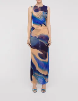 Scanlan Theodore Italian Watercolour Dress Blue Print Size 10 / M for rent on The Volte - image 1