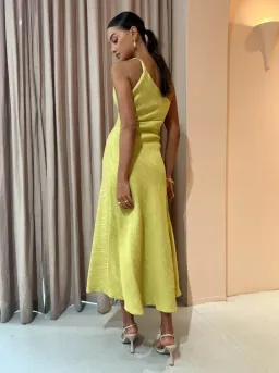 One Fell Swoop Frida Midi Dress in Golden Straw Size 6 for rent on The Volte - image 8