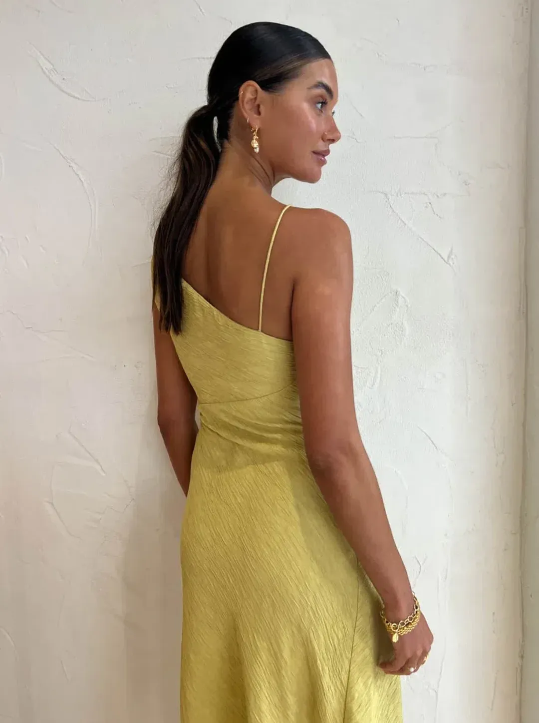 One Fell Swoop Frida Midi Dress in Golden Straw Size 6 for rent on The Volte - main image