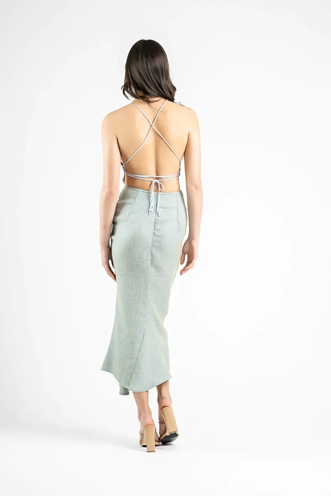 One Fell Swoop Blaze Midi Dress in Love in a Mist Size 8 for rent on The Volte - main image