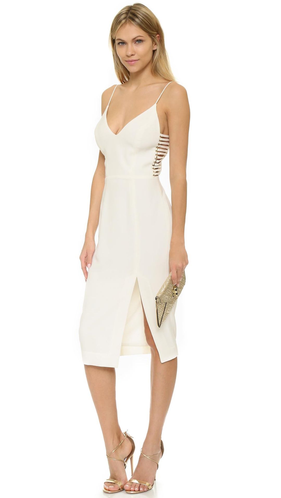 Zimmermann Crepe Harness Midi Dress White Size 8 for rent on The Volte - main image